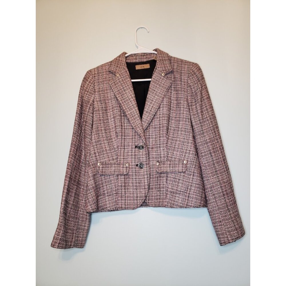 i.e. Women's Sz 6 Multicolored Long Sleeve Button Accent Blazer Jacket Career
